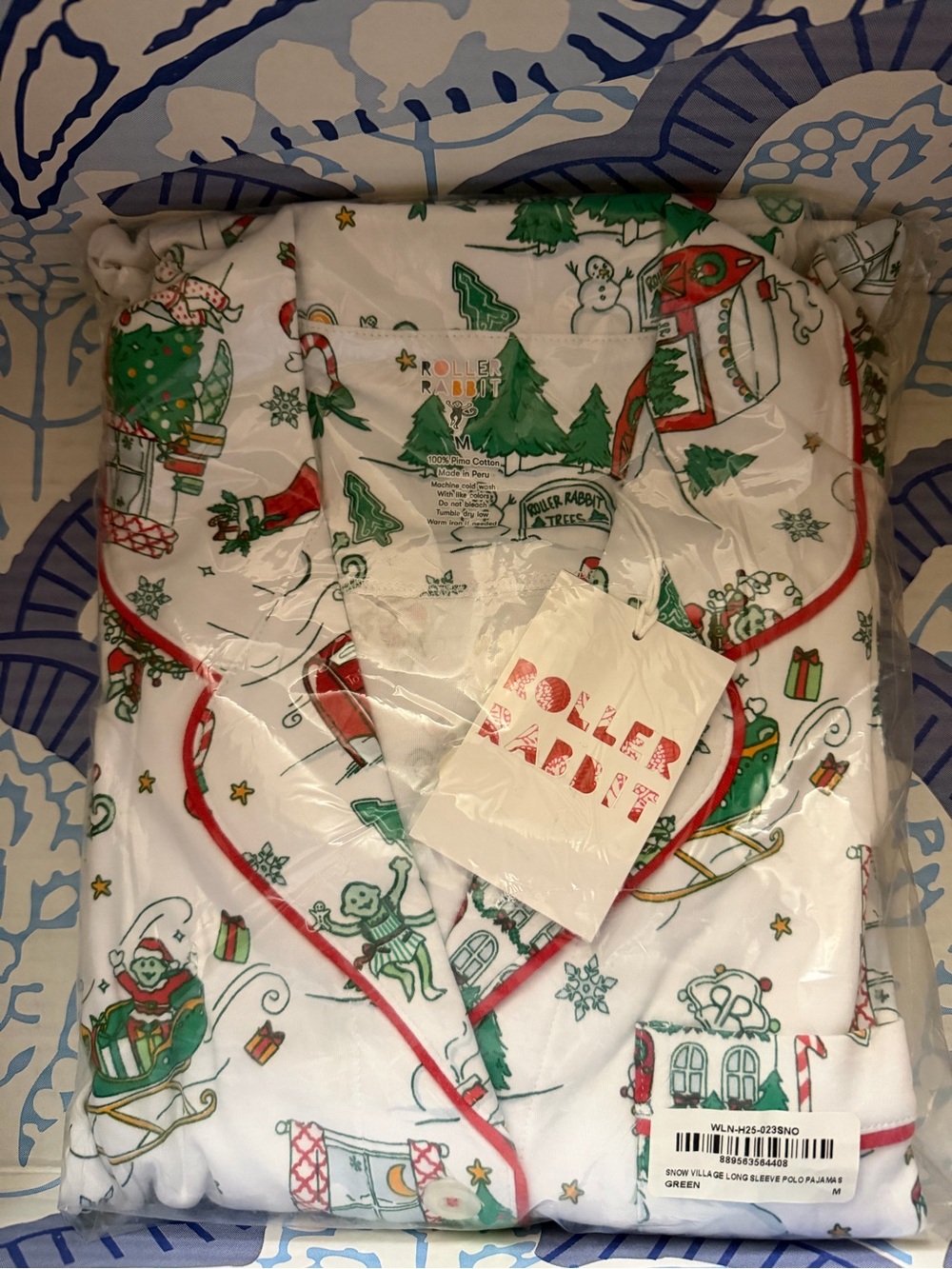 Roller Rabbit Snow Village Long Sleeve Polo Pajamas NWT